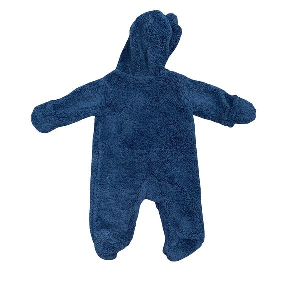 Carter's Navy Blue Teddy Bear Hooded Winter Bodysuit 0-3M - Picture 2 of 7